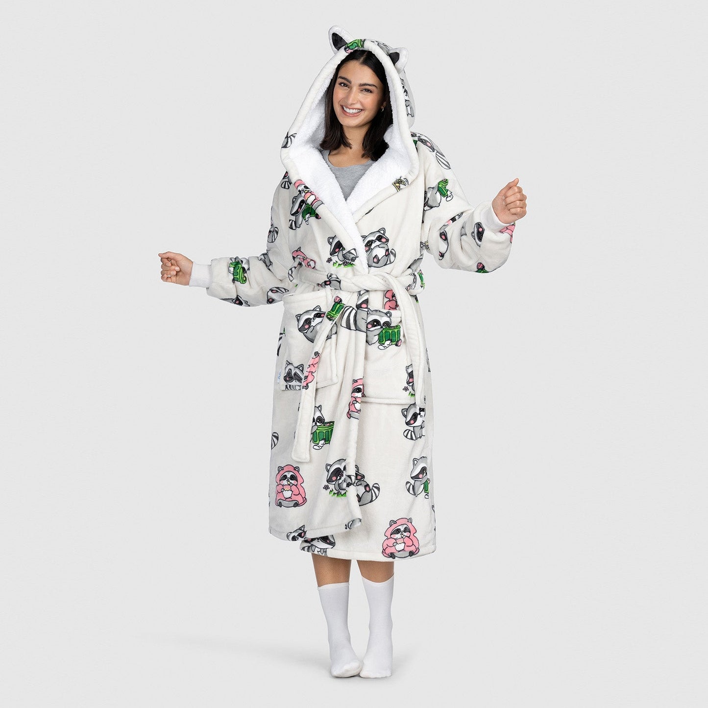 Raccoon Sherpa Dressing Gown