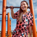 Coral Leopard Romper